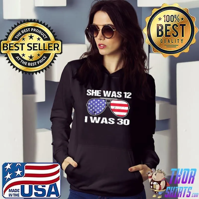 Biden she was 12 and I was 30 political sunglasses usa flag s Hoodie
