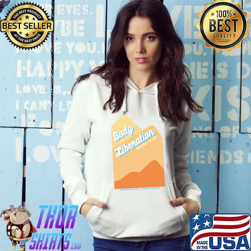 Blue And Orange Body Liberation Hiking Club Retro T-Shirt Hoodie