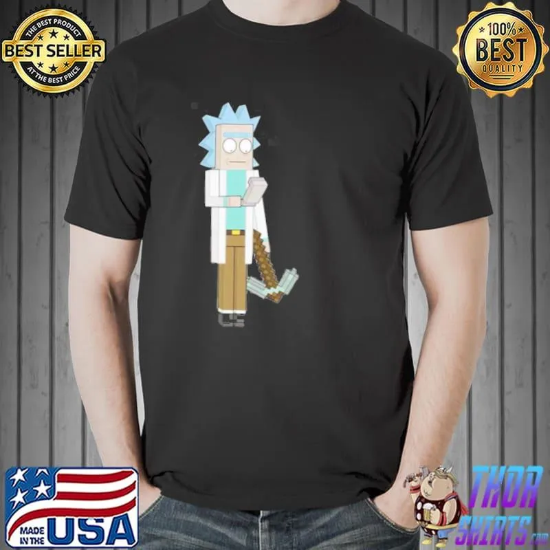 Cartoon rick minecraft rick and morty shirt