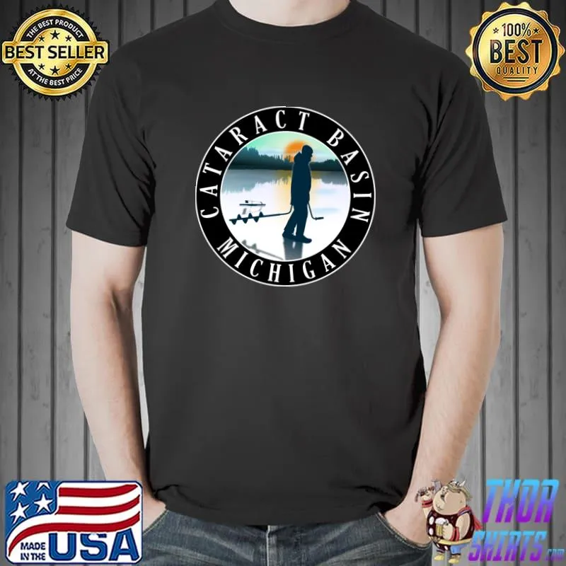 Cataract Basin Ice Fishing Michigan Sunset T-Shirt