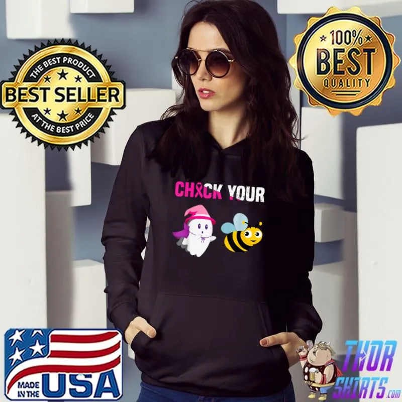 Check Your Boo Bees Breast Cancer Awareness Halloween T-Shirt Hoodie