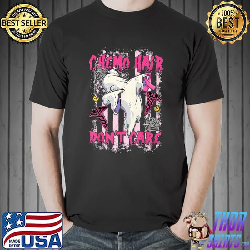 Chemo Hair Don't Care Halloween Boo Dabbing Breast Cancer Awareness Usa Flag T-Shirt