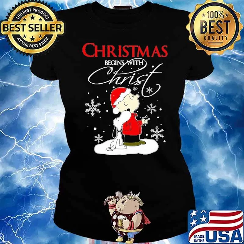 Christmas begins with christ charlie brown snoopy s Ladies tee