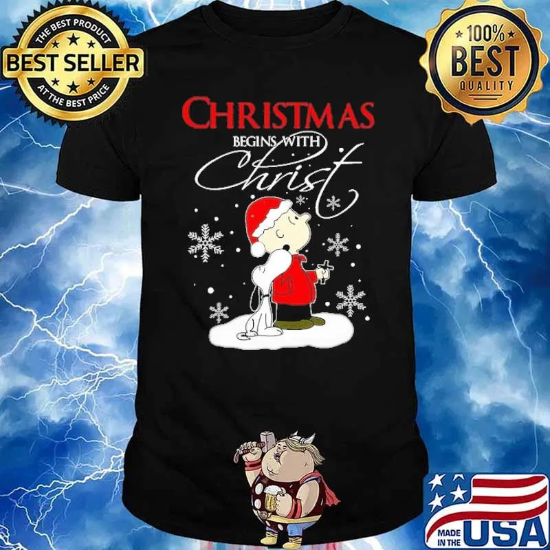 Christmas begins with christ charlie brown snoopy shirt