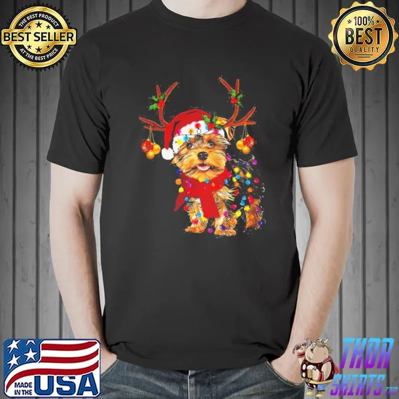 Christmas reindeer yorkie shirt