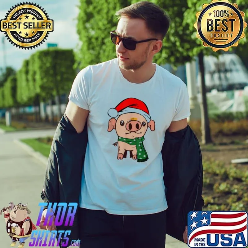 Christmas with pig hat merry christmas shirt