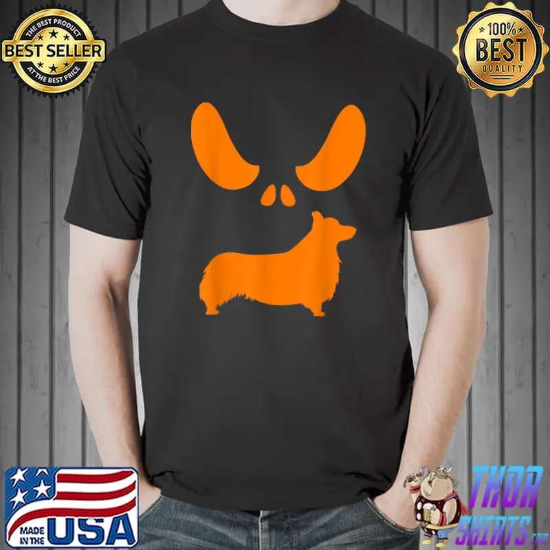 Corgi Halloween Spooky Face Funny Dog T-Shirt