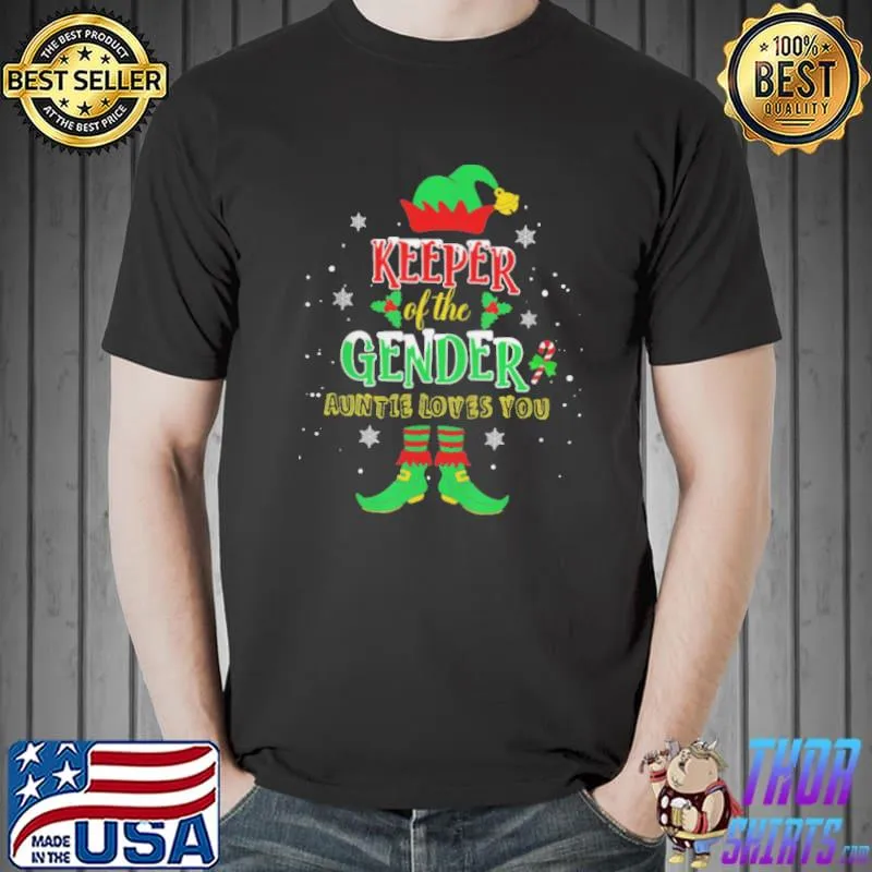 Cute elf christmas pajamas keeper of the gender auntie b0bfdqmtb7 shirt