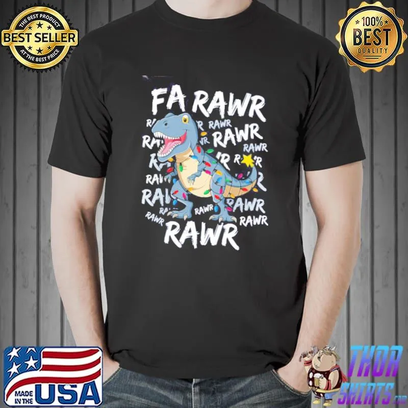 Dinosaur rawr wraped by christmas light shirt