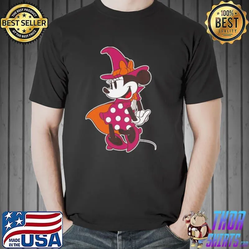 Disney minnie mouse in witch costume halloween trending shirt