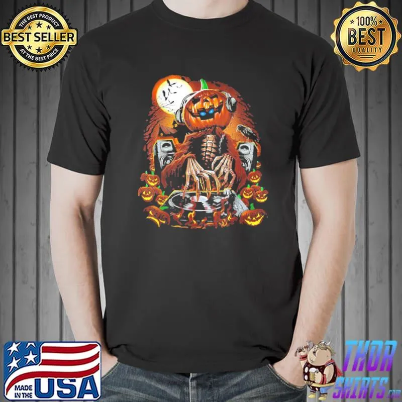 Dj punpkin funny halloween pumpkin head classic shirt