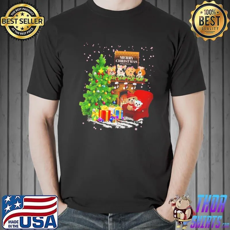 Dogs the fireplace merry christmas dog shirt