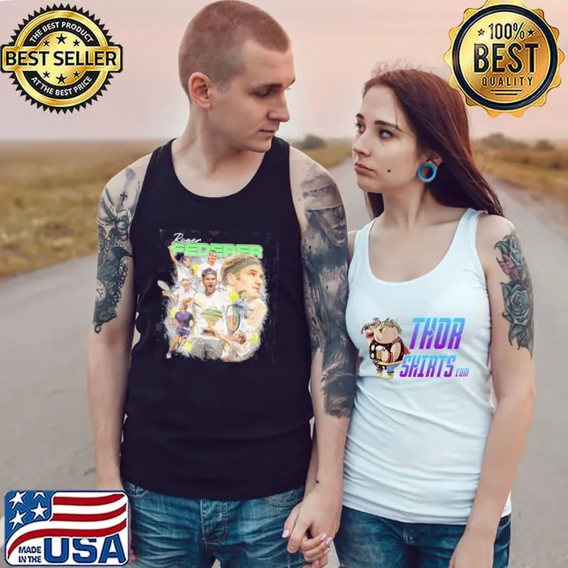 Federer vintage 90s inspired legend tennis retirement classic s Tank Top