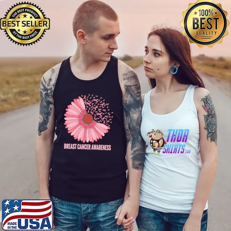 Flower and ribbon breast cancer awareness s Tank Top