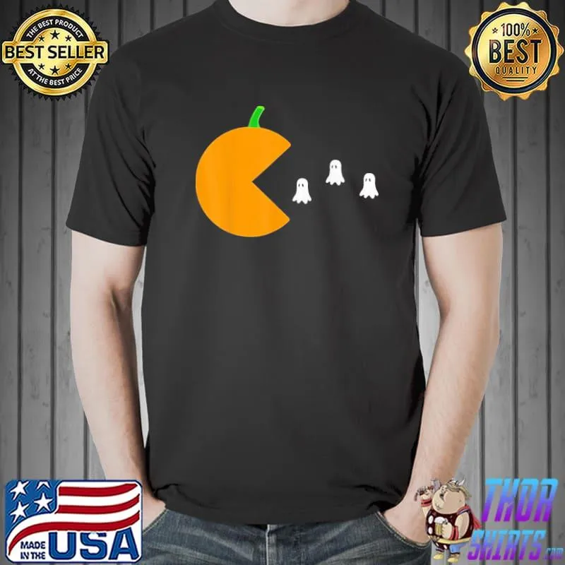 For kids boys men pumpkin ghost gamer halloween trending shirt
