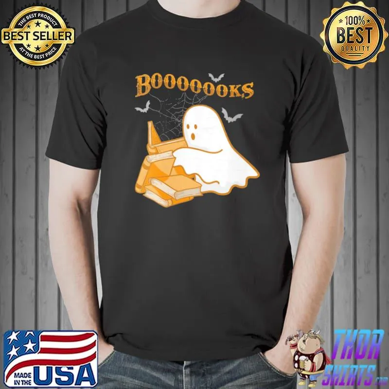 For teachers librarian funny ghost books halloween trending shirt