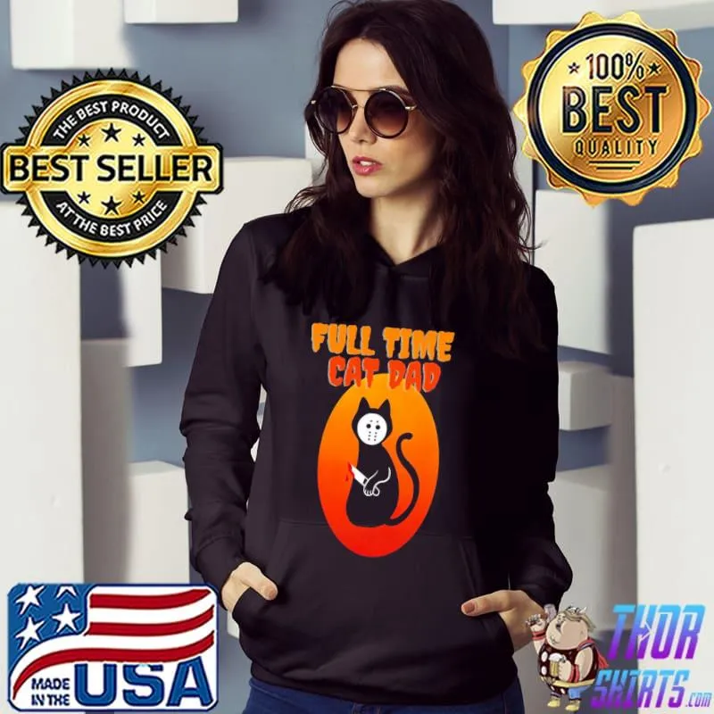 Full time cat dad cat holding bloody knife halloween trending s Hoodie