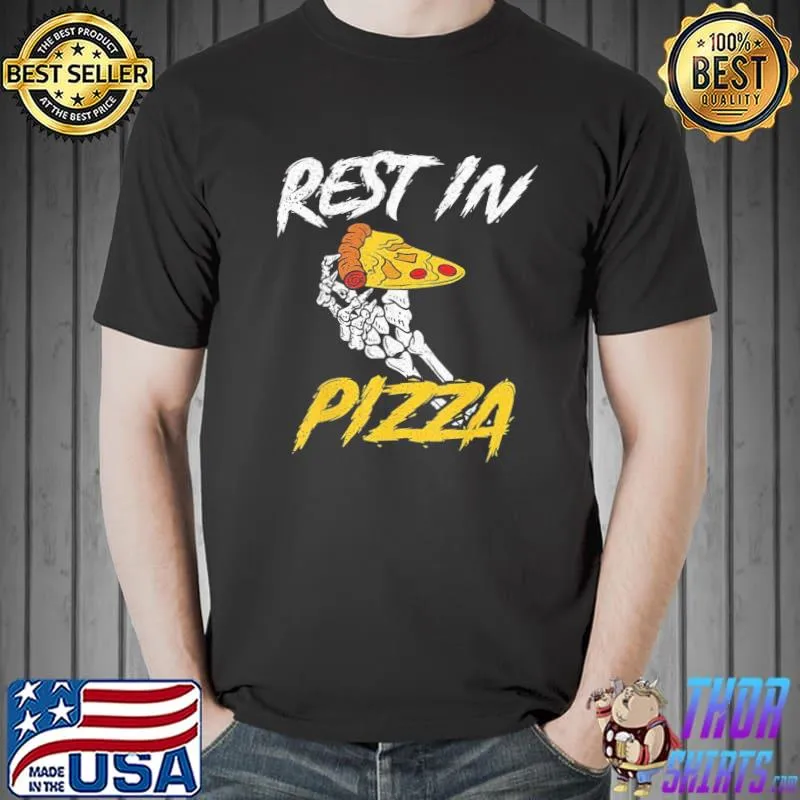 Funny rest in pizza scary skeleton halloween trending shirt