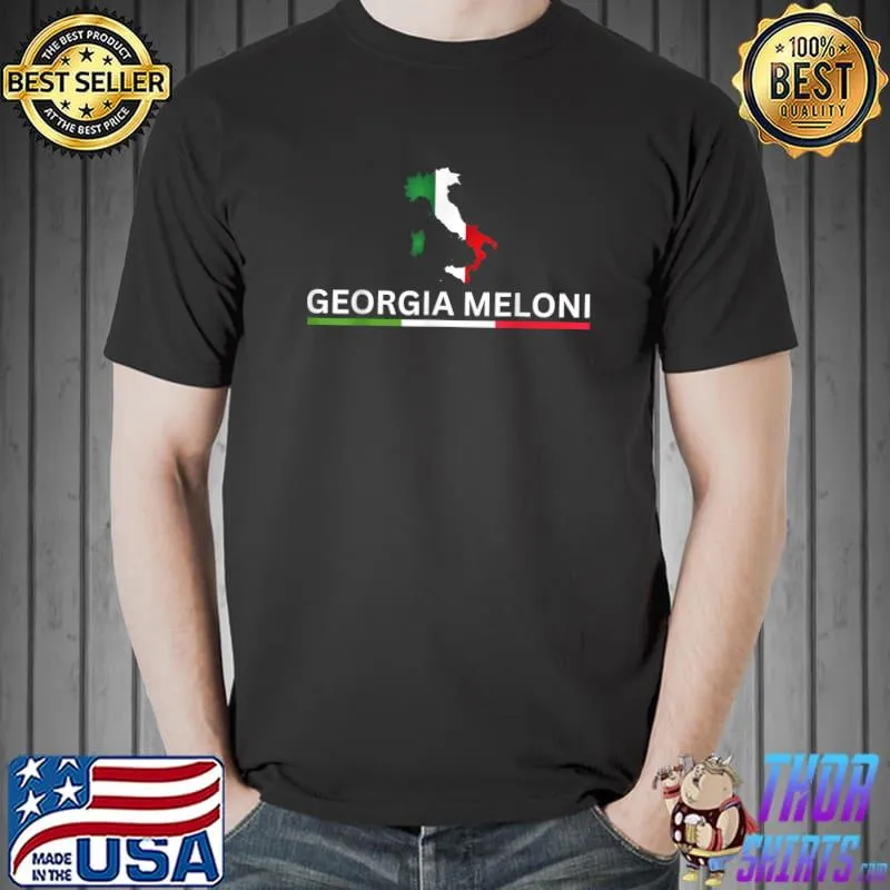 Georgia Meloni Italian Hero Map Iranian Flag T-Shirt