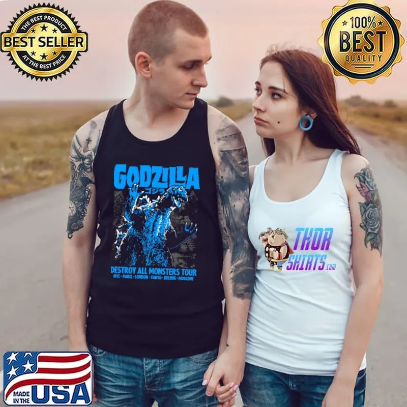 Godzilla destroy all monsters paris london tokyo beling moscow T-Shirt Tank Top
