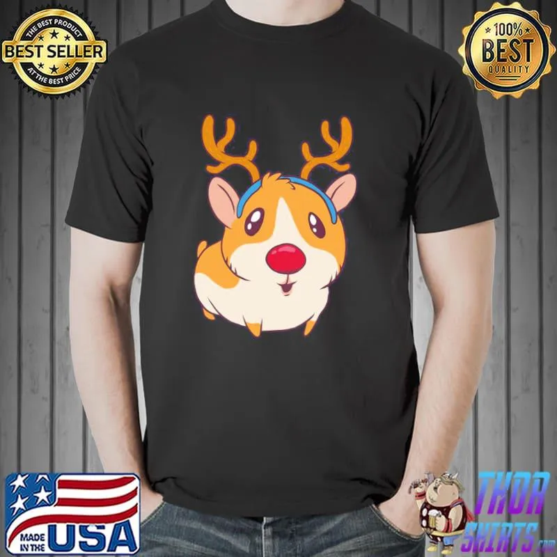 Guinea pig with antlers christmas reindeer shirt