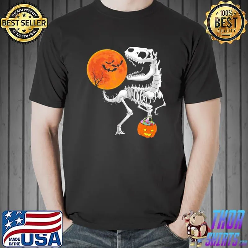 Halloween dinosaur t rex skeleton scary boys kidsns shirt