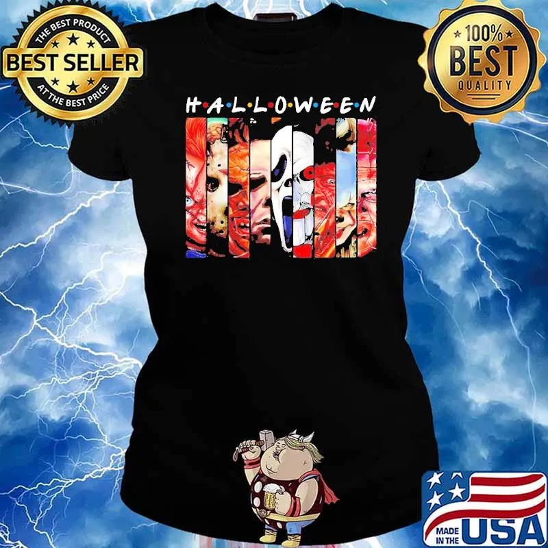 Halloween horror characters friends mashup face 2022 classic s Ladies tee