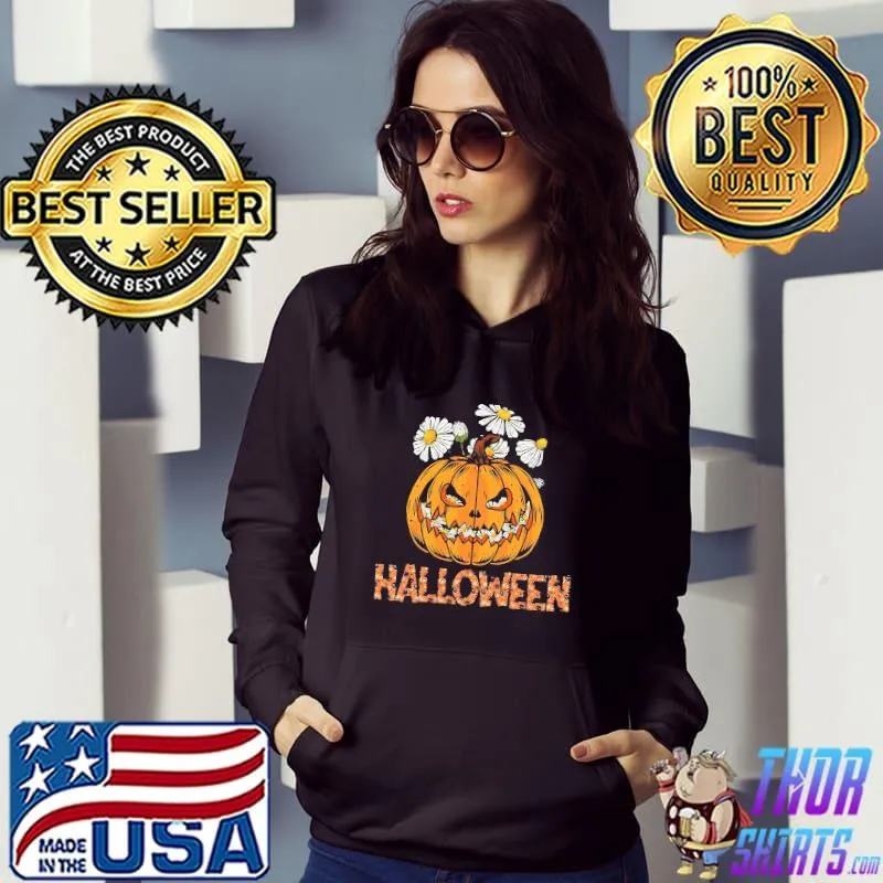 Happy halloween pumpkin and flower graphic s Hoodie