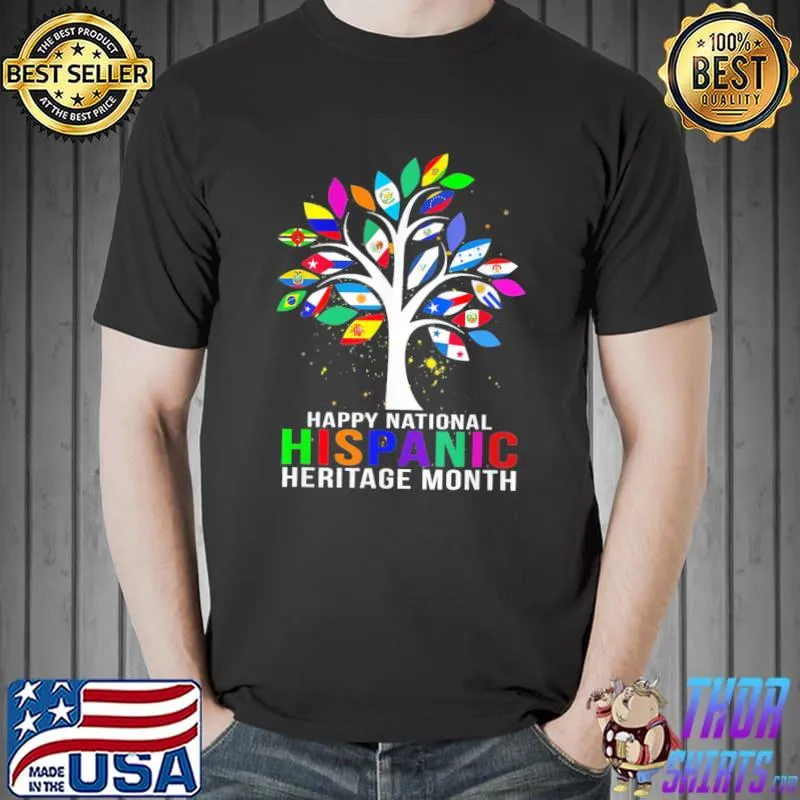 Happy national hispanic heritage month tree roots latina shirt