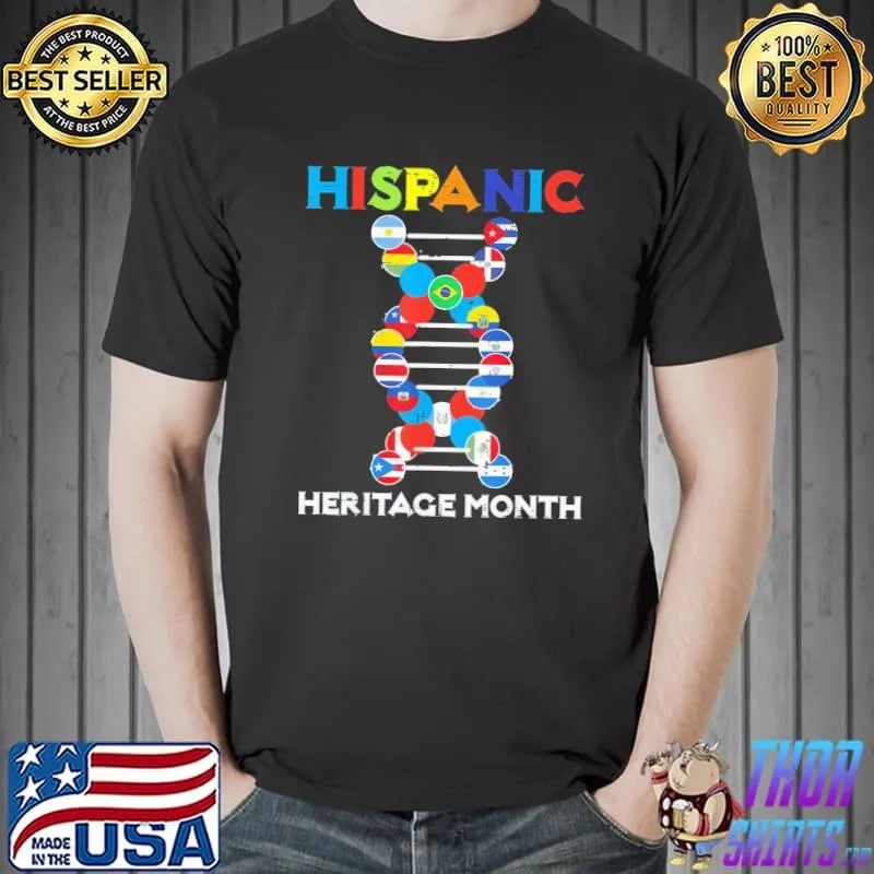 Hispanic heritage month DNA flags latino shirt