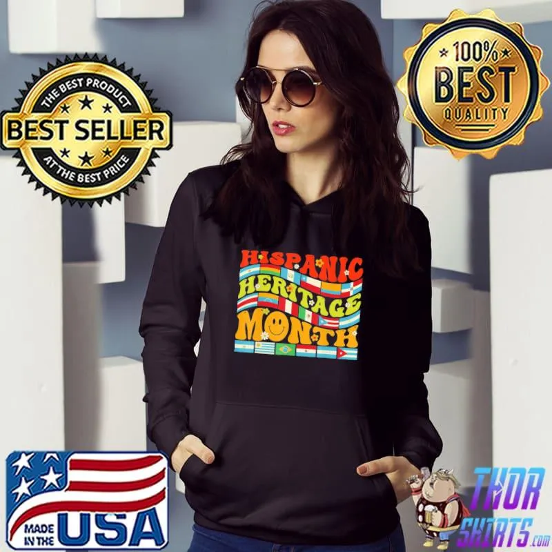 Hispanic heritage month latino countries flag retro groovy classic s Hoodie