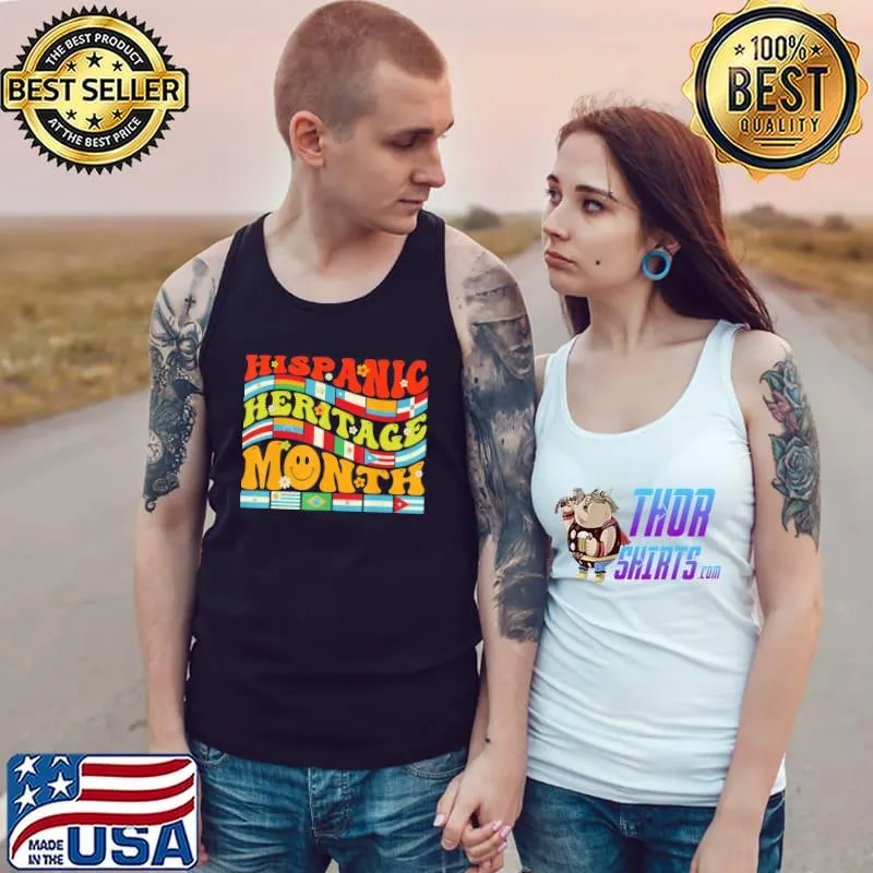 Hispanic heritage month latino countries flag retro groovy classic s Tank Top