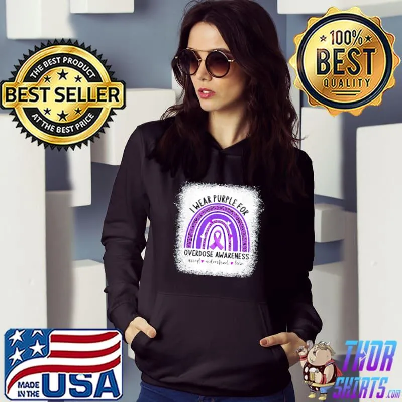 I wear purple for overdose awareness boho rainbow ribbon classic s Hoodie