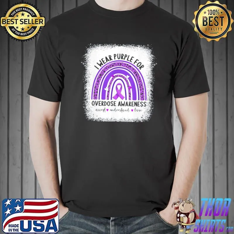 I wear purple for overdose awareness boho rainbow ribbon classic shirt