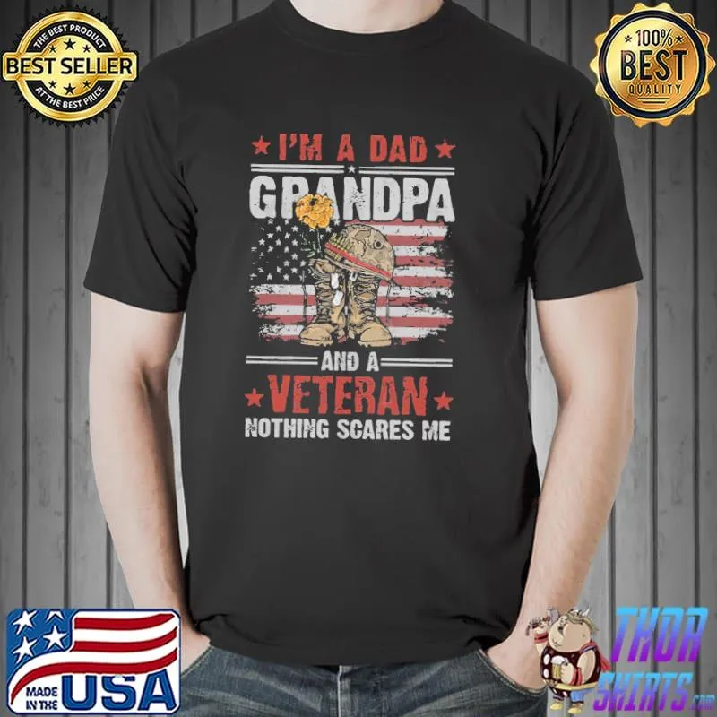 I'm a dad grandpa and a veteran yellow flowes dad grandpa veteran shirt