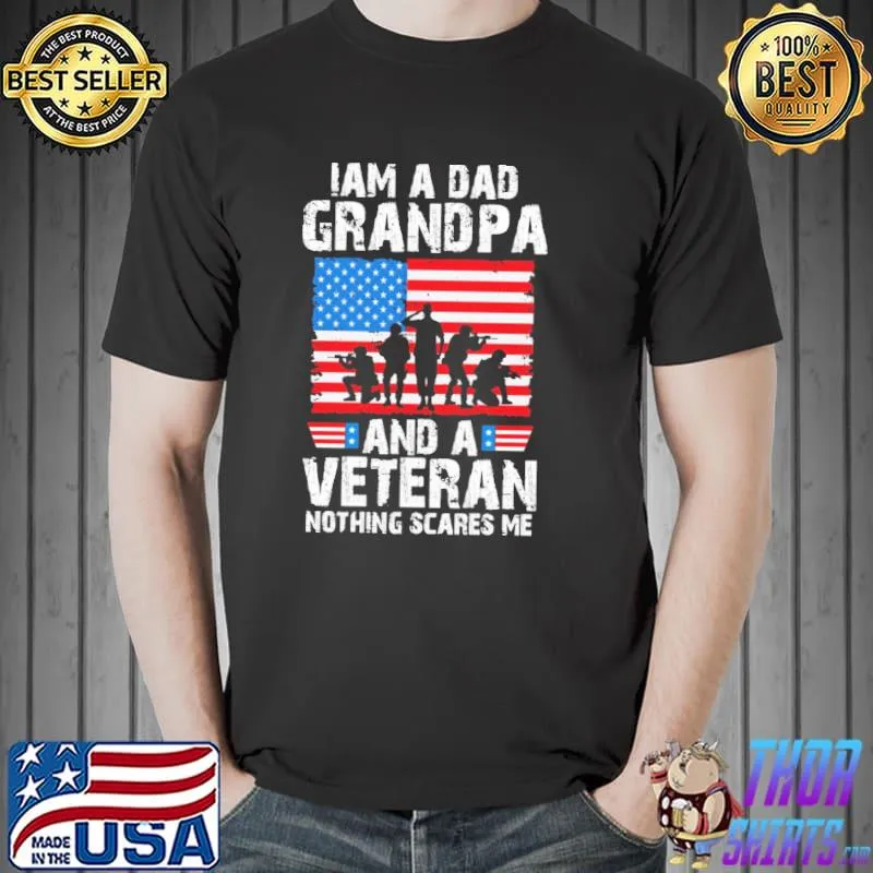 I'm a dad veteran American flag and warrior dad grandpa veteran shirt