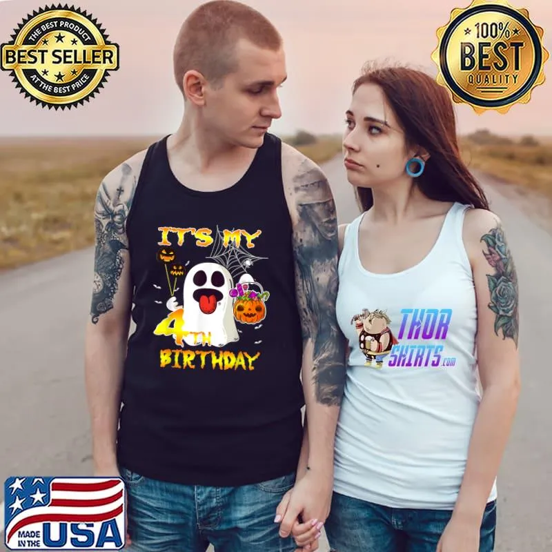 It's My 4th Birthday Ghost Candy Pumpkin Halloween Costumes T-Shirt Tank Top