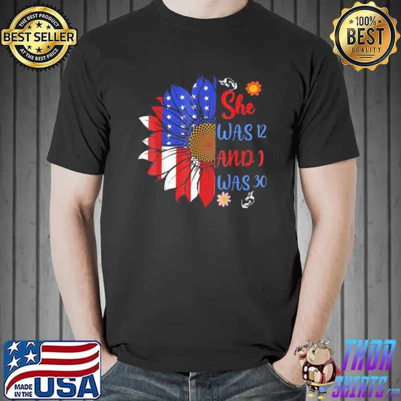 Joe Biden she was 12 and I was 30 flag usa sunflower shirt