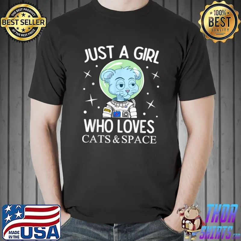 Just A Girl Who Love Anime Cats & Space T-Shirt