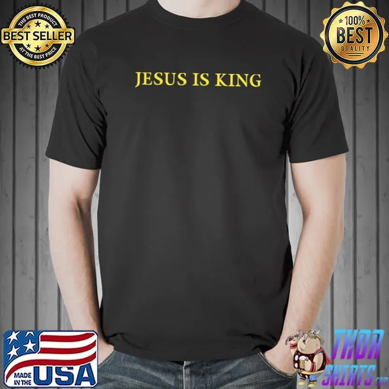 Kanye west Jesus is king yellow on blue classic shirt