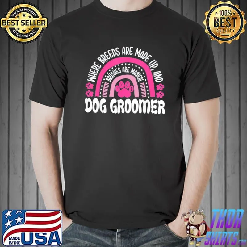 Leopard rainbow dog groomer pet grooming stylist groomers classic shirt