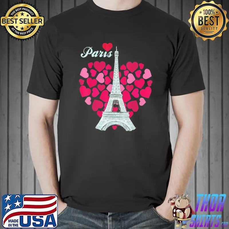 Love paris heart eiffel tower souvenir France french love classic shirt