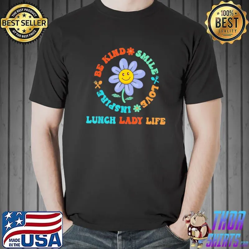 Lunch lady retro groovy floral school lunch lady life shirt