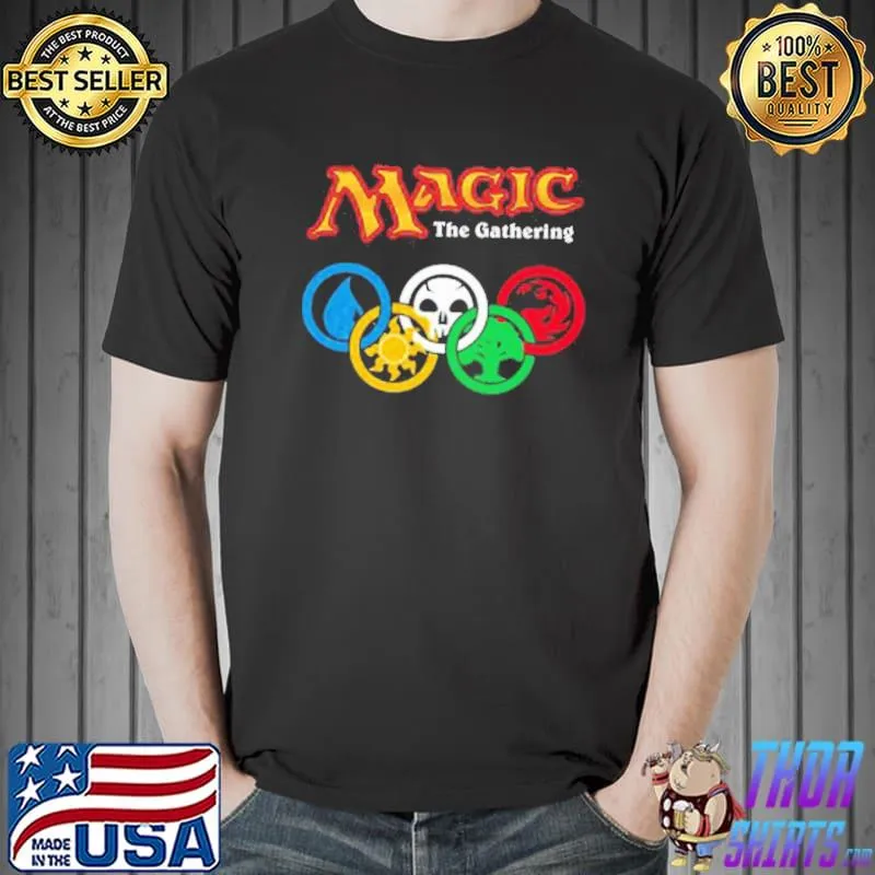 Magic the gathering olympic logo mens red black gray classic shirt