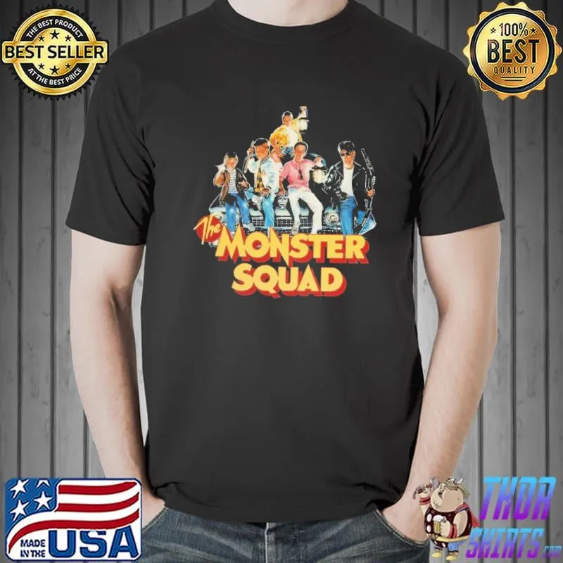 Monster squad horror movie mens red black gray navy shirt