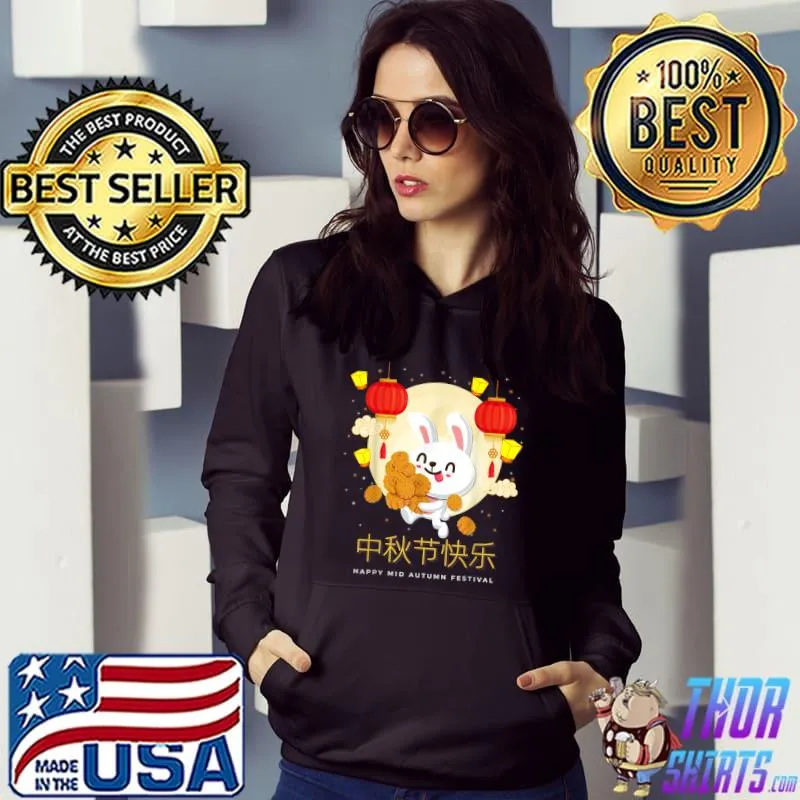 Moon Cake Chinese Cute Rabbit Happy Mid Autumn Festival T-Shirt Hoodie