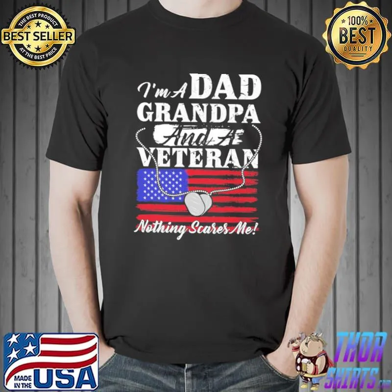 Neck Chains And American Flag Dad Grandpa Veteran Shirt