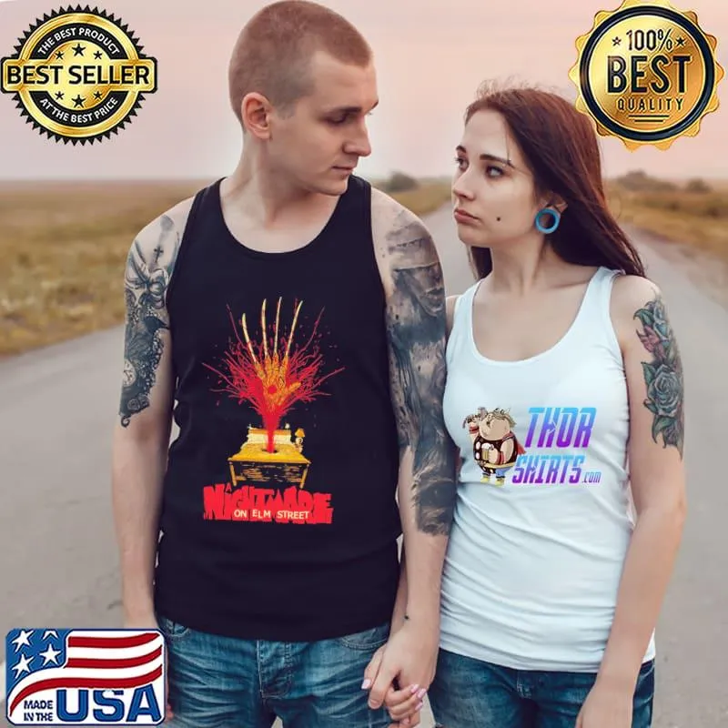 Nightmare on elm street horror story movie mens black navy s Tank Top