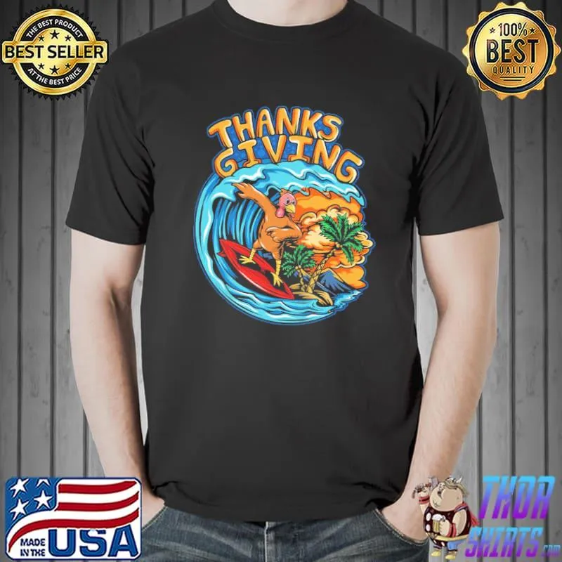 Oldschool Turkey thanksgiving surfing wave classic shirt