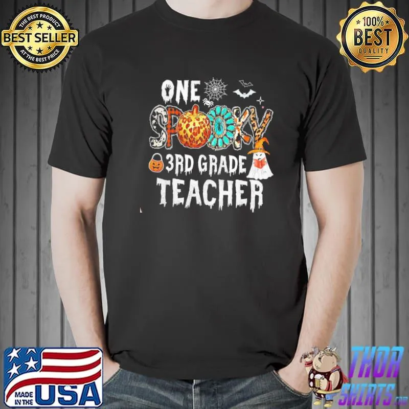 One spooky 3rd third grade teacher witch pumpkin halloween funny halloween shirt